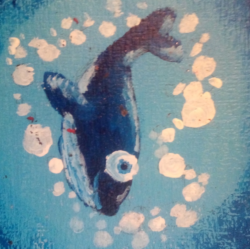 Hand Painted Whale Tile